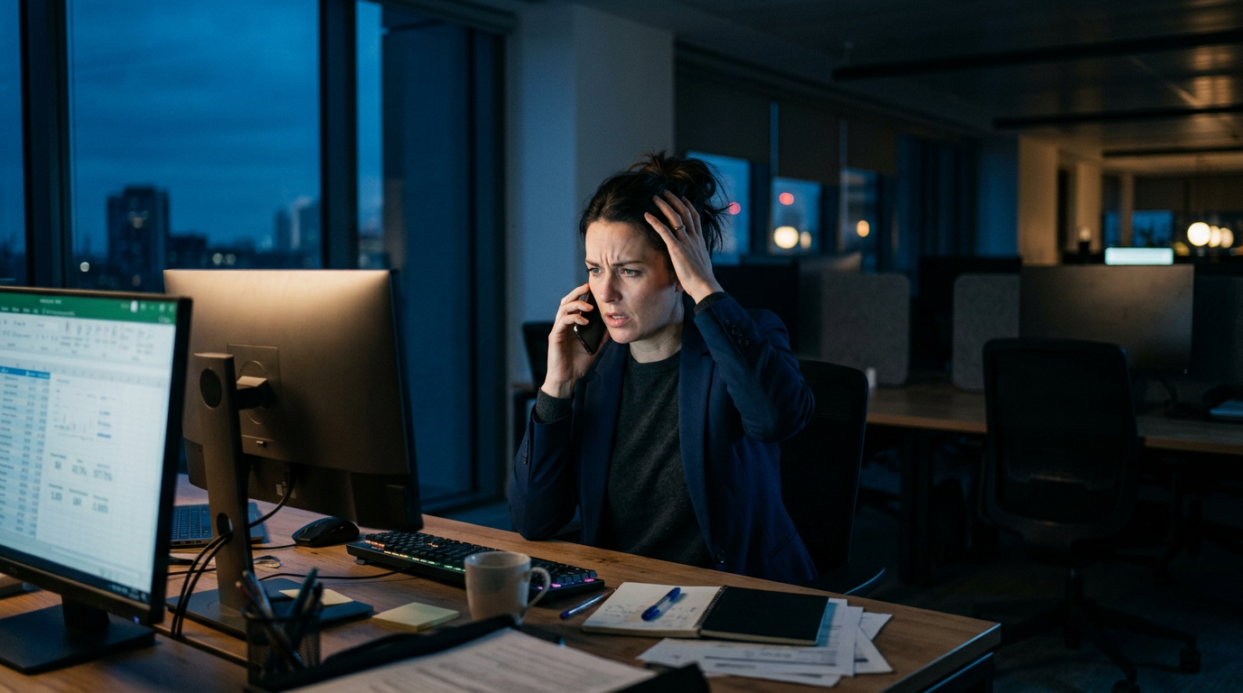 An operations manager waiting on unresponsive vendor support late in the day